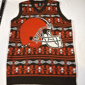 CLEVELAND BROWNS AZTEC PRINT UGLY SWEATER VEST Sz S
